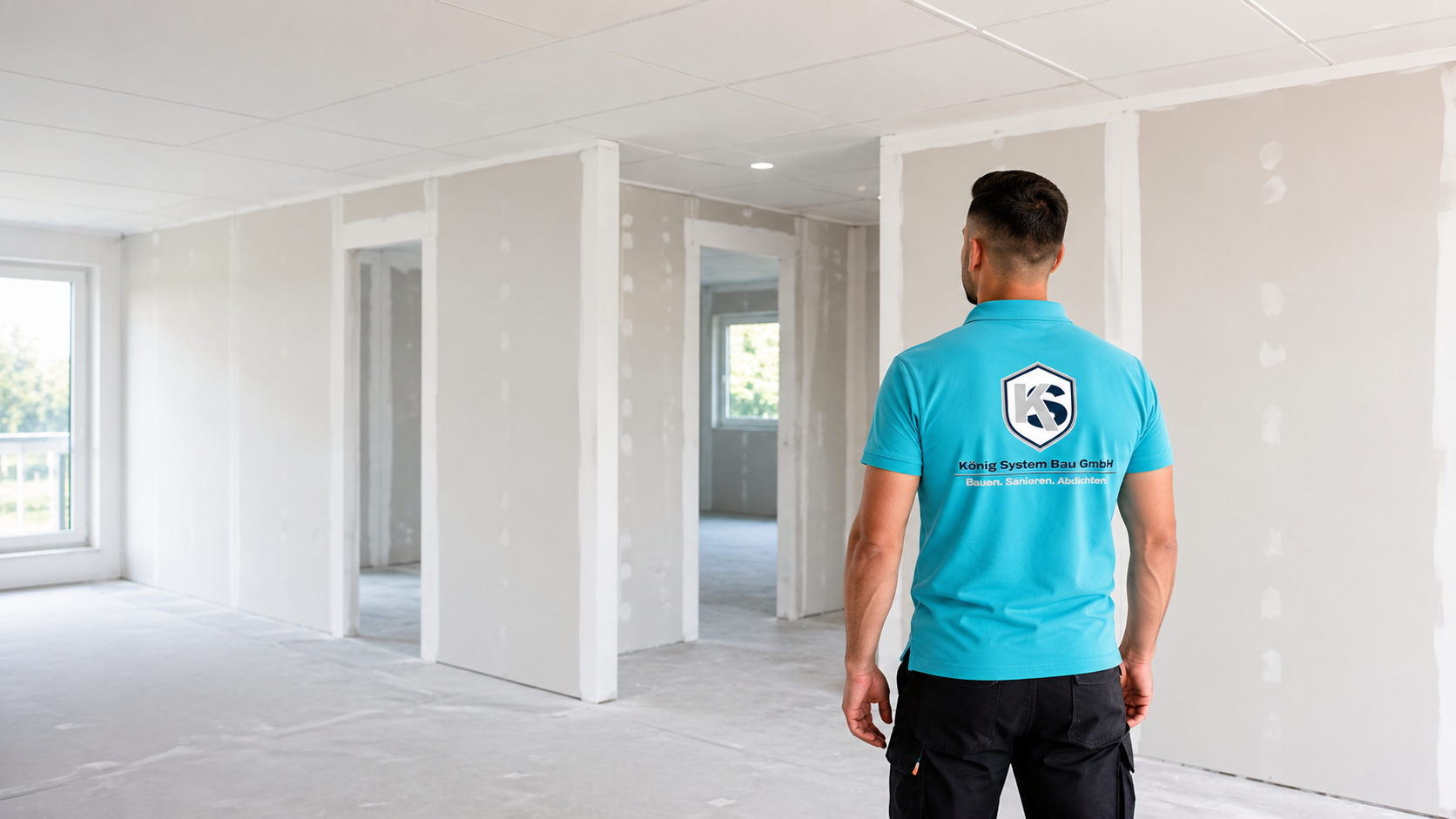 Geglättete Wand- und Bodenflächen nach Renovierungsarbeiten